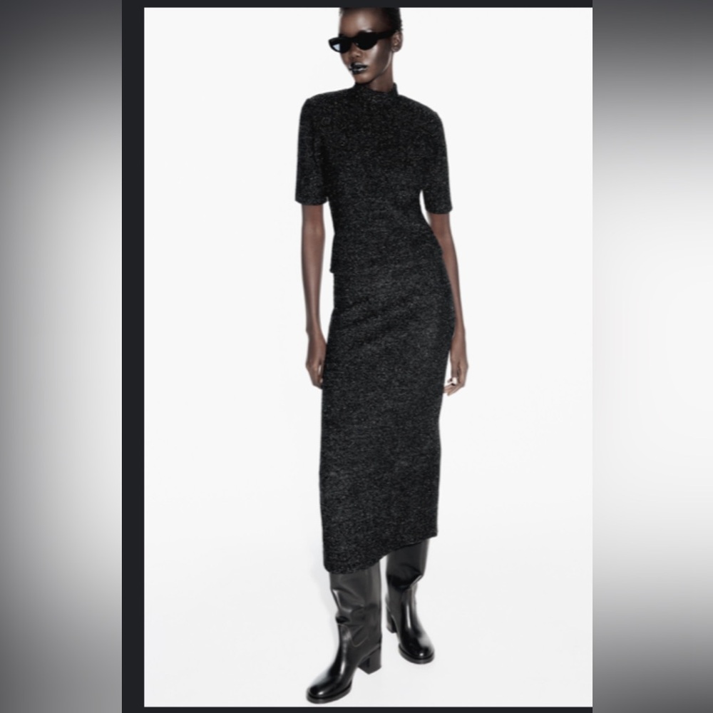 2-pc Zara shimmery boucle jacquard top and skirt set